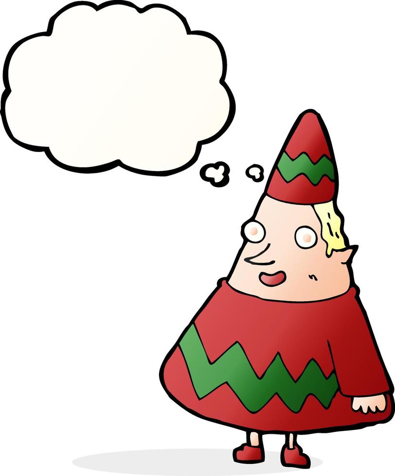 cartoon elf with thought bubble vector