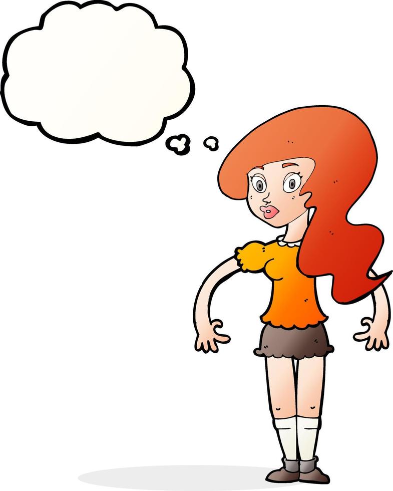 cartoon pretty woman with thought bubble vector