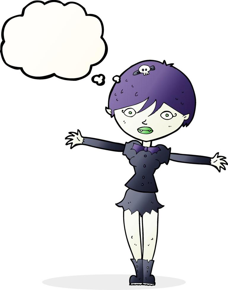 cartoon vampire girl with thought bubble vector