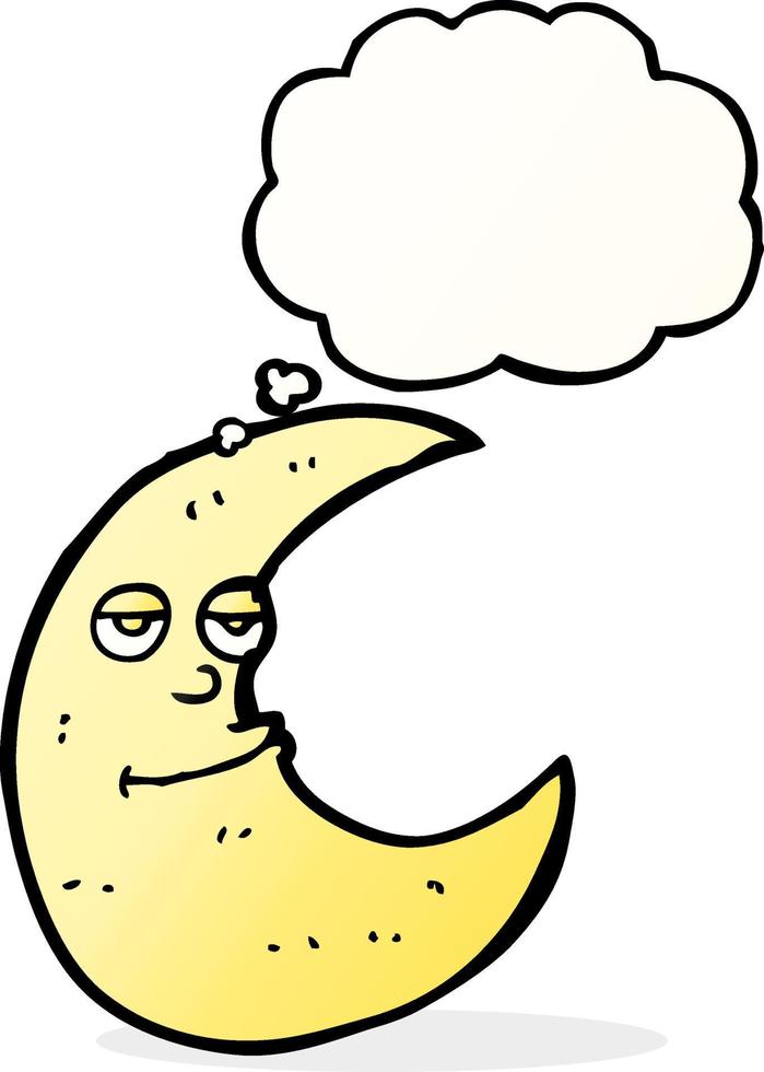 happy cartoon moon with thought bubble vector