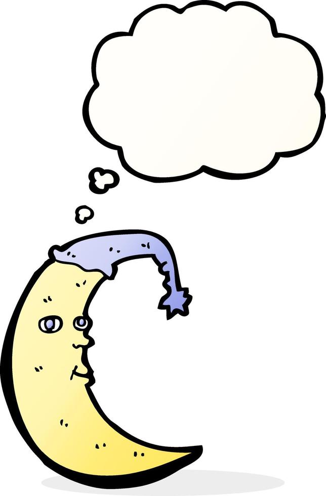 sleepy moon cartoon with thought bubble vector