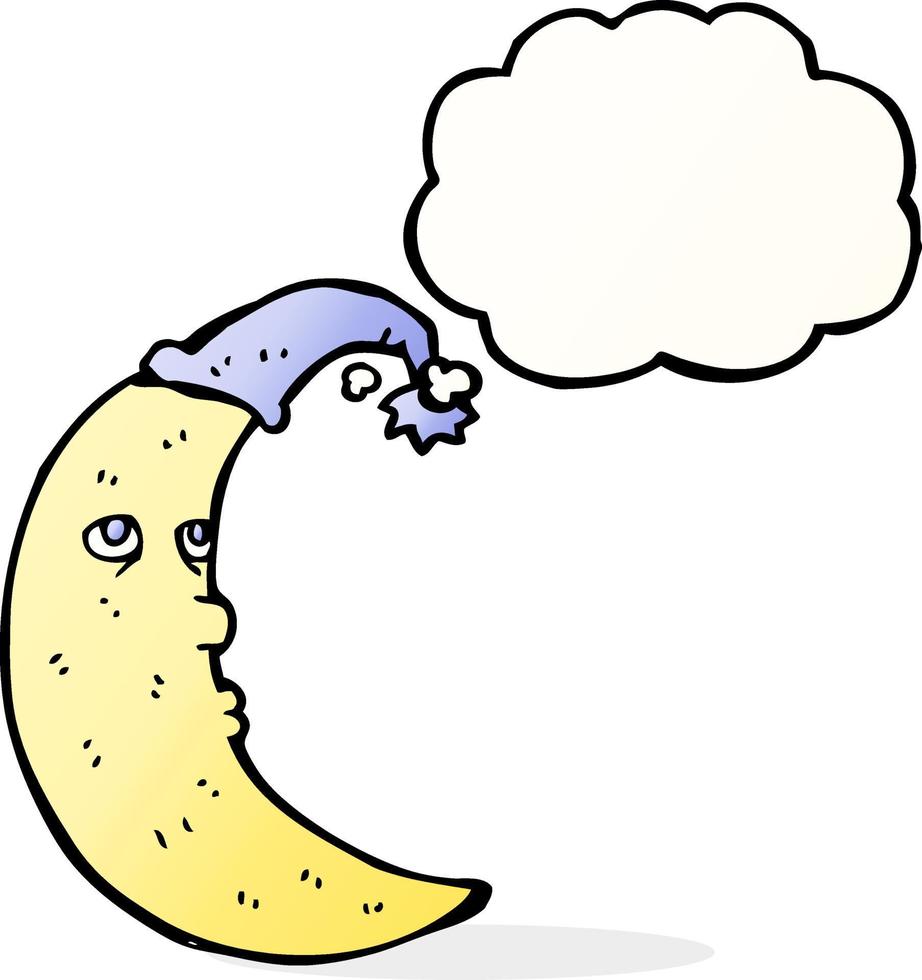 sleepy moon cartoon with thought bubble vector