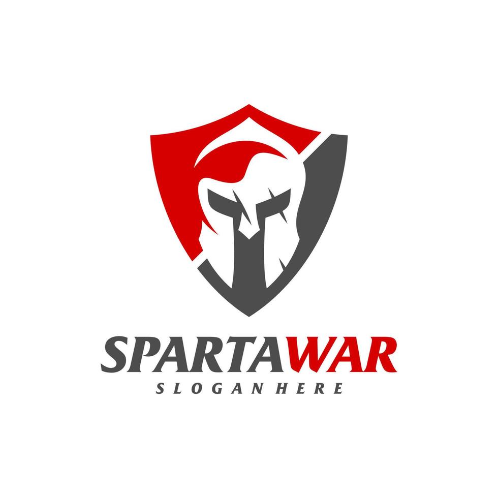 Shield Spartan Warrior Logo Vector. Spartan Helmet Logo design template. Creative icon symbol vector