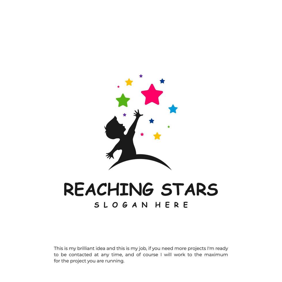 Reaching Stars Logo Design Template. Dream star logo vector. Emblem, Colorful, Creative Icon Symbol vector