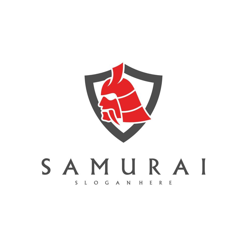 vector de diseño de logotipo de cabeza samurai. plantilla de logotipo de guerrero samurai