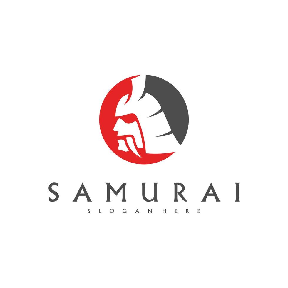 vector de diseño de logotipo de cabeza samurai. plantilla de logotipo de guerrero samurai