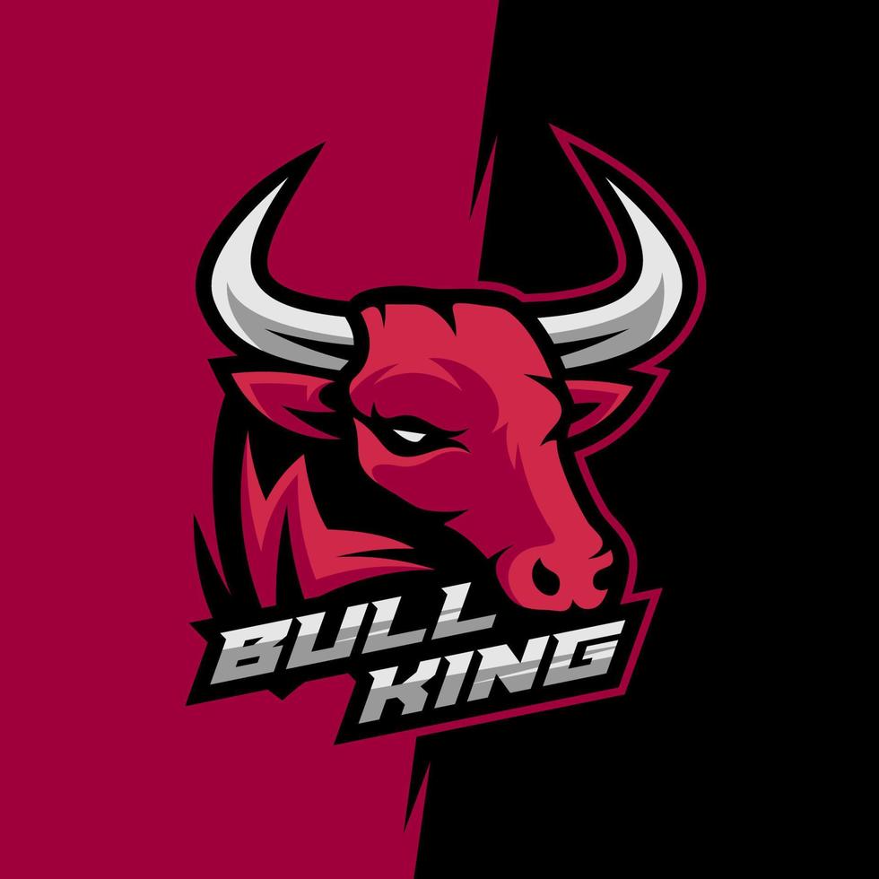 personaje de logotipo de esport de mascota de cabeza de toro con escudo para el concepto de logotipo de deporte y juego vector