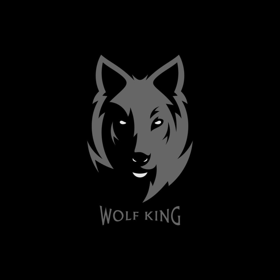 diseño de logotipo de ilustración de cabeza de lobo. arte vectorial de la mascota lobo. imagen simétrica frontal del lobo que parece peligroso. vector
