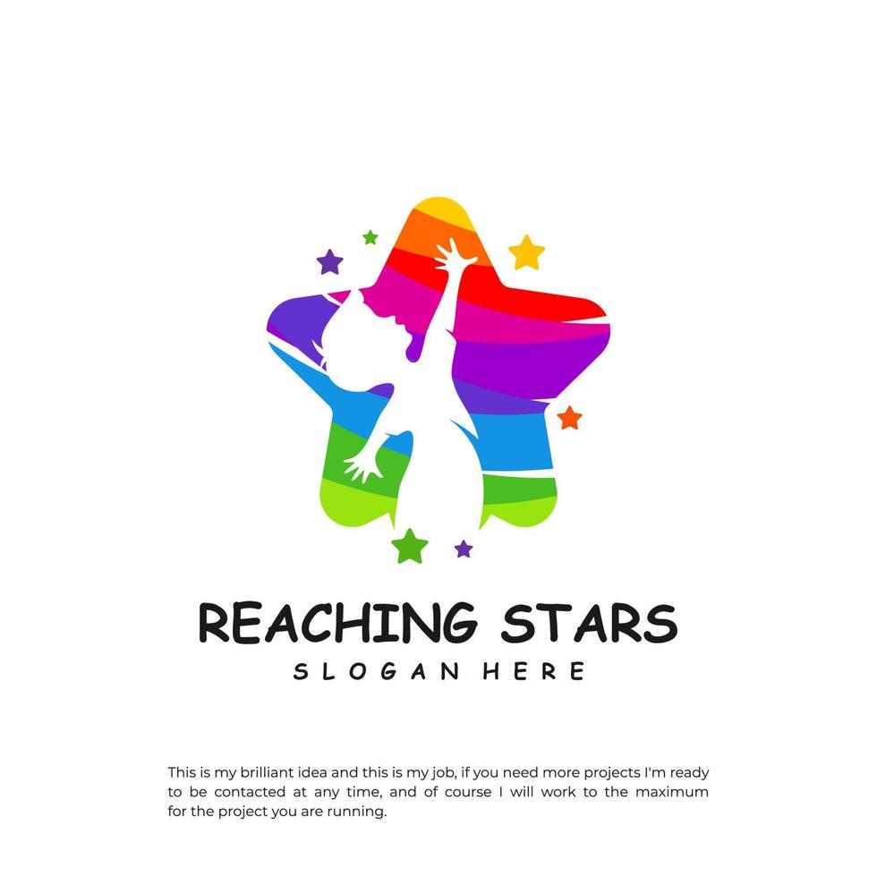 Reaching Stars Logo Design Template. Dream star logo vector. Emblem, Colorful, Creative Icon Symbol vector