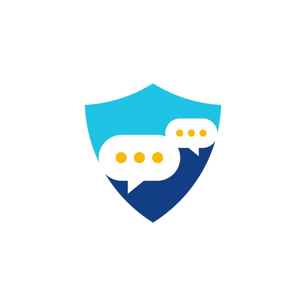 Shield chat vector logo template. This design use protection symbol. Suitable for safe conversation.