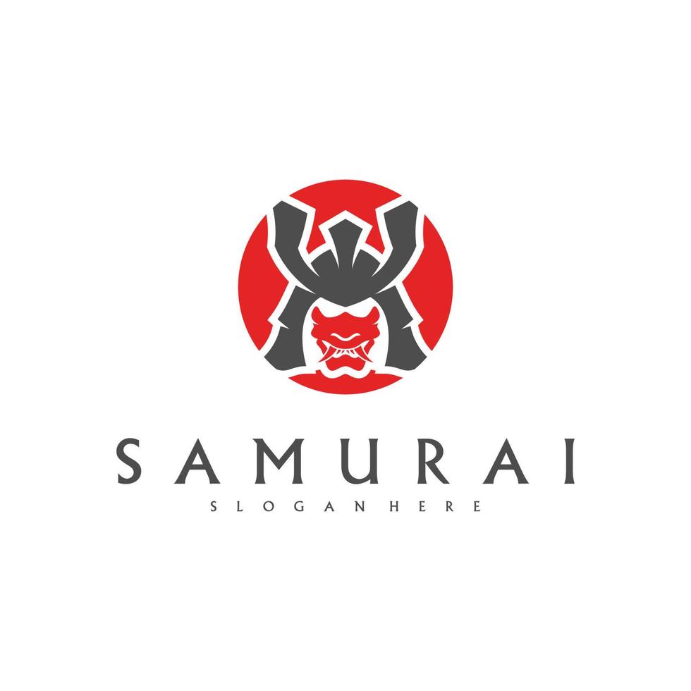 vector de diseño de logotipo de cabeza samurai. plantilla de logotipo de guerrero samurai