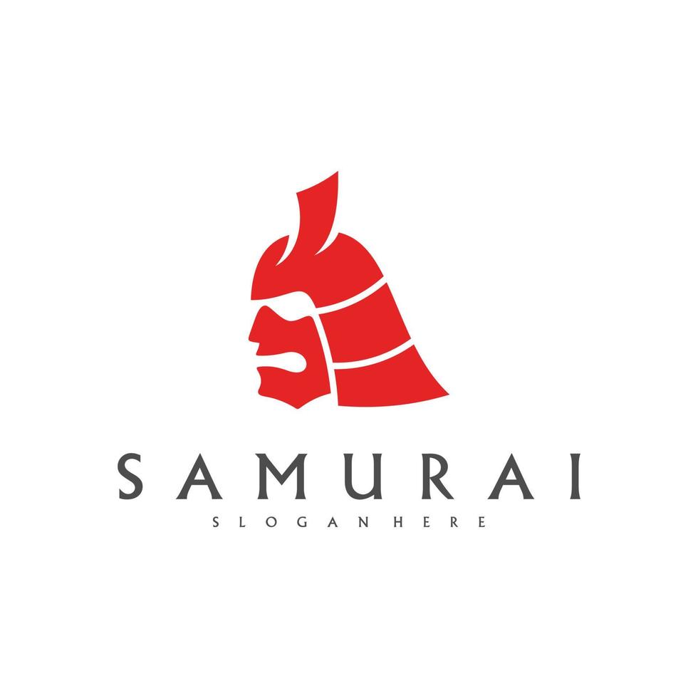 vector de diseño de logotipo de cabeza samurai. plantilla de logotipo de guerrero samurai