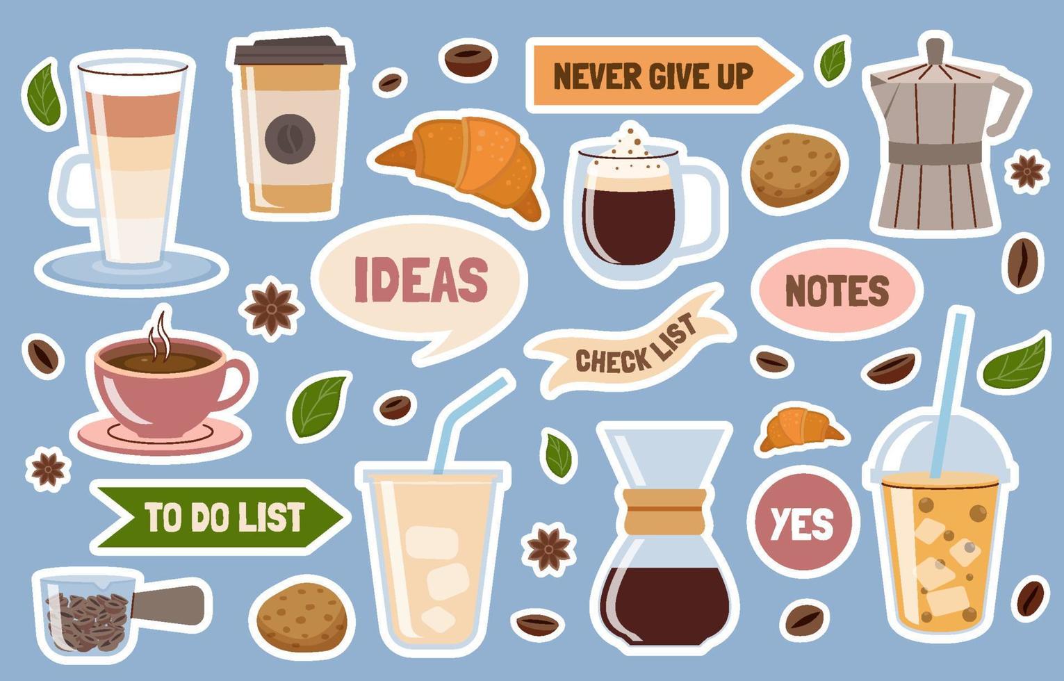 Coffee Theme Journal Sticker Template vector