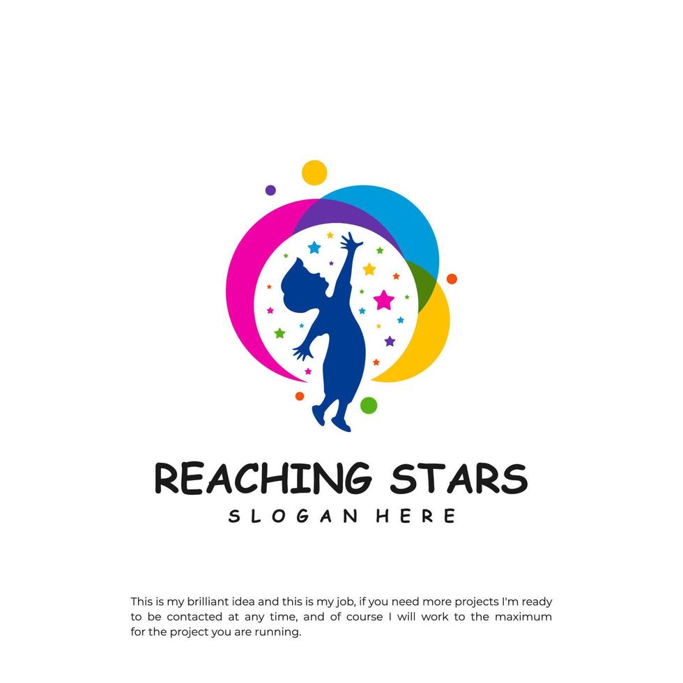 Reaching Stars Logo Design Template. Dream star logo vector. Emblem, Colorful, Creative Icon Symbol vector