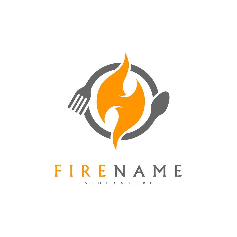 plantilla de logotipo de comida de fuego, vector de concepto de diseños de logotipo de comida caliente