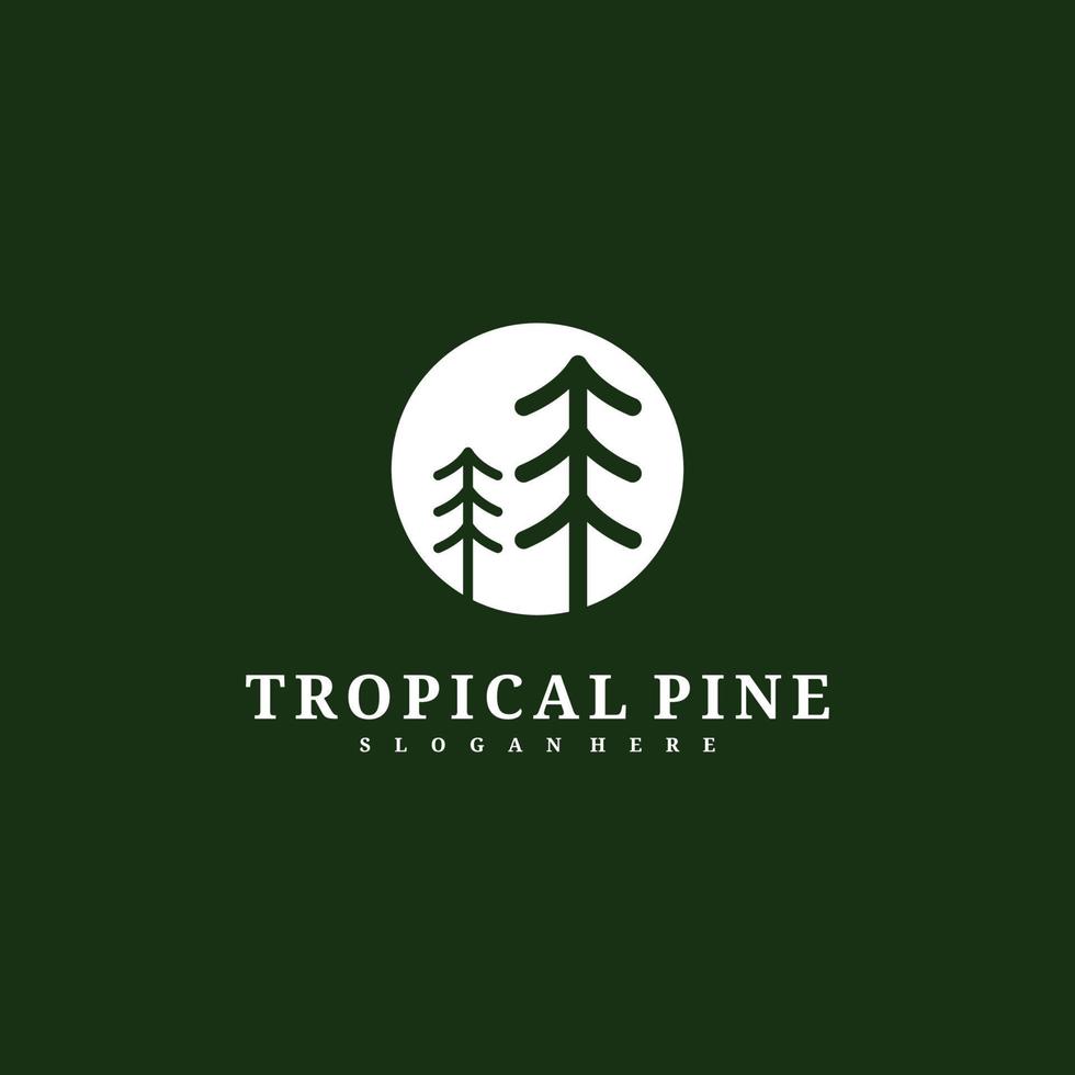 Pine Tree logo design vector template, Tropical forest logo concepts illustration.