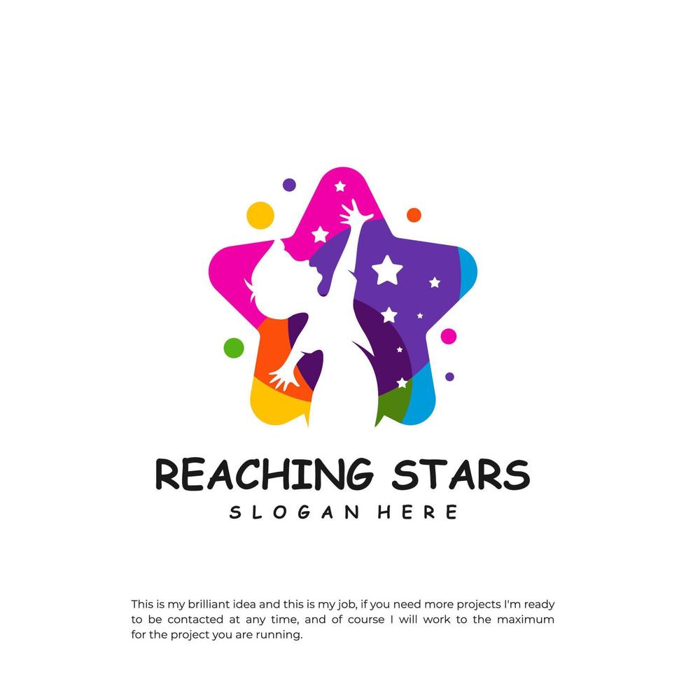 Reaching Stars Logo Design Template. Dream star logo vector. Emblem, Colorful, Creative Icon Symbol vector