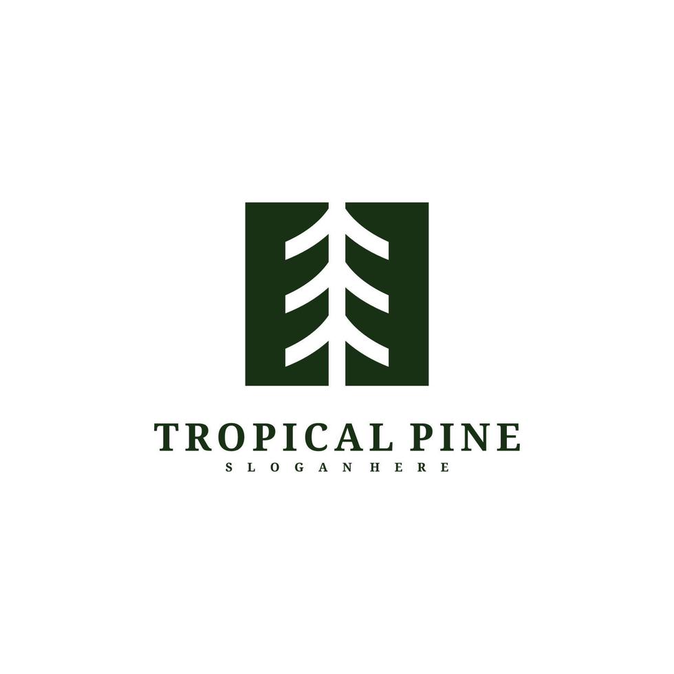 Pine Tree logo design vector template, Tropical forest logo concepts illustration.