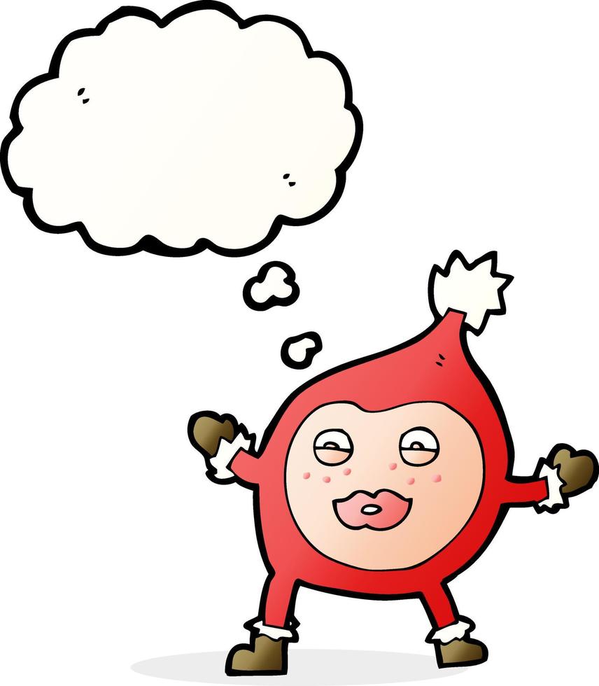 cartoon funny christmas creature with thought bubble vector