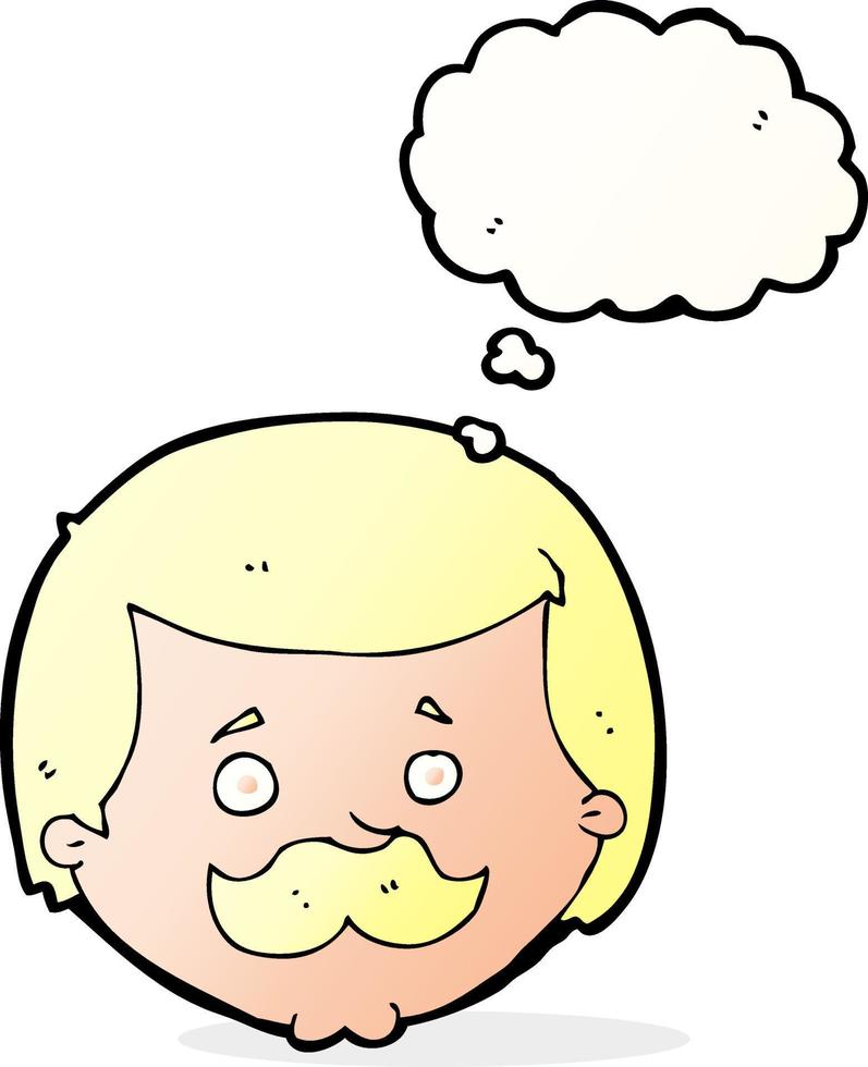 cartoon man with mustache with thought bubble vector