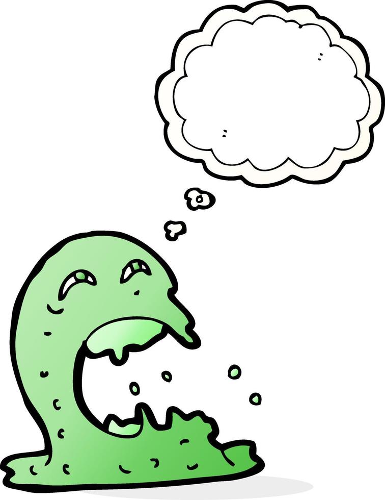 cartoon gross ghost with thought bubble vector
