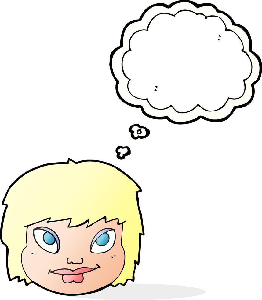 cartoon female face with thought bubble vector