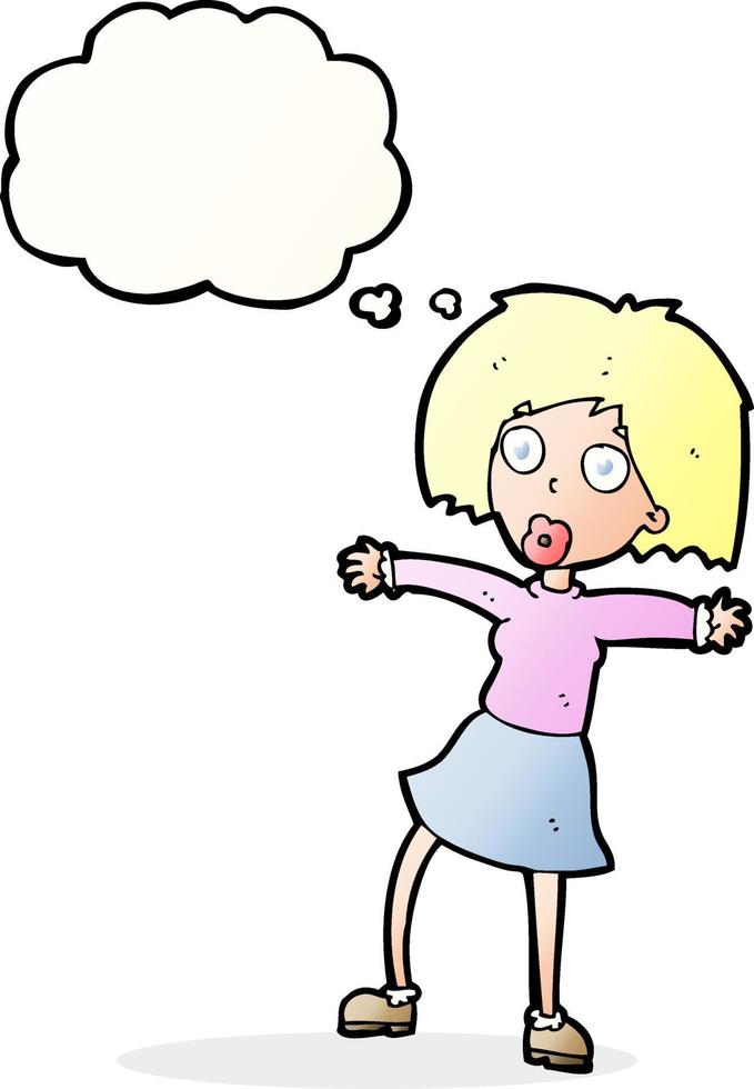 cartoon surprised woman with thought bubble vector