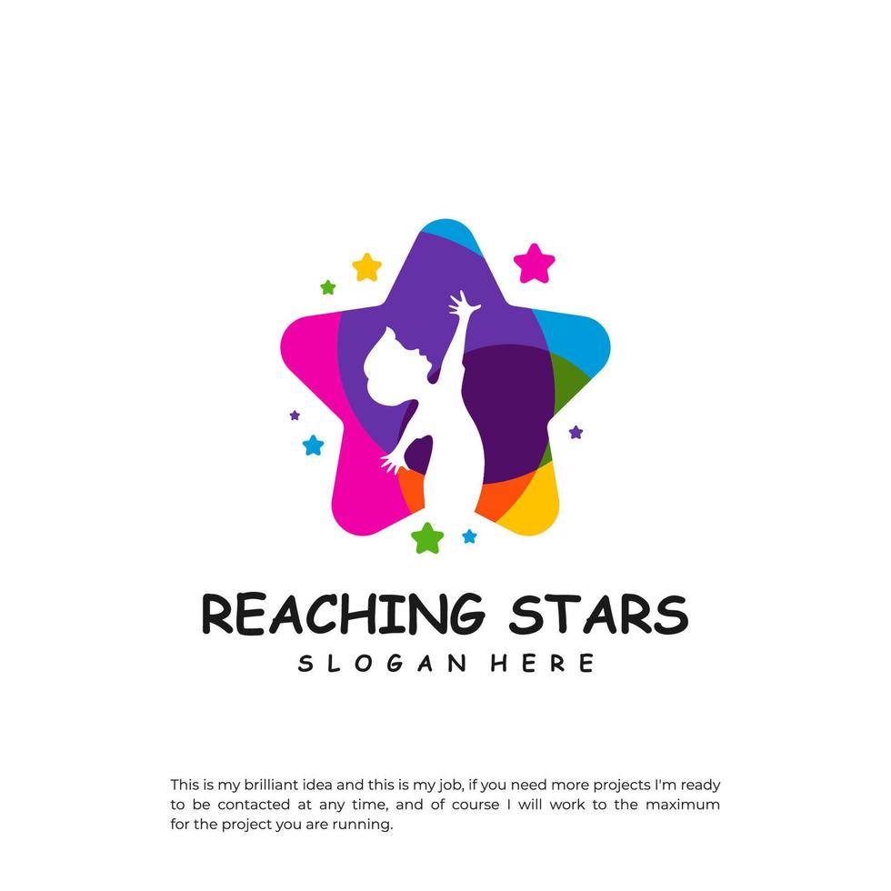 Reaching Stars Logo Design Template. Dream star logo vector. Emblem, Colorful, Creative Icon Symbol vector