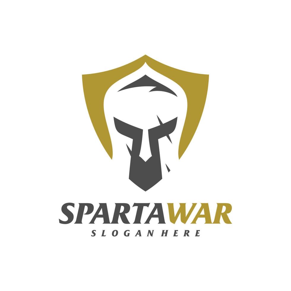 vector del logotipo del guerrero espartano del escudo. plantilla de diseño de logotipo de casco espartano. símbolo de icono creativo