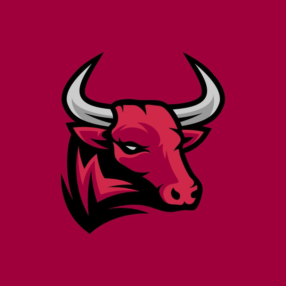 Bull head mascot esport logo character with shield for sport and gaming logo concept vector