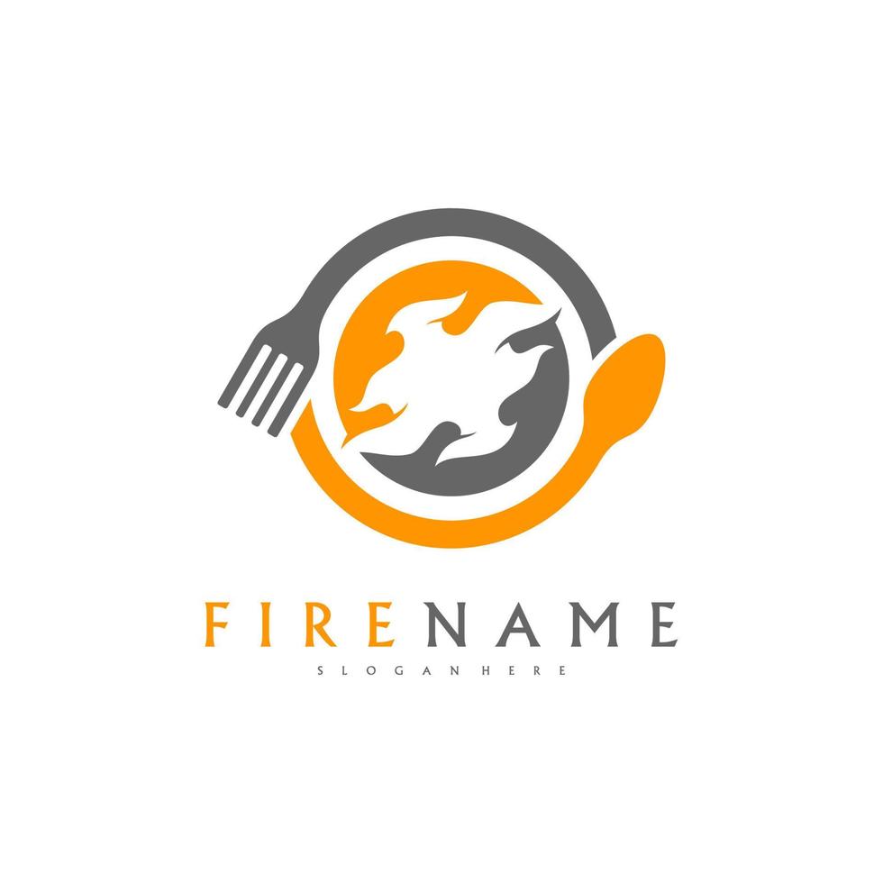 Fire Food logo template, Hot Food Logo designs concept vector