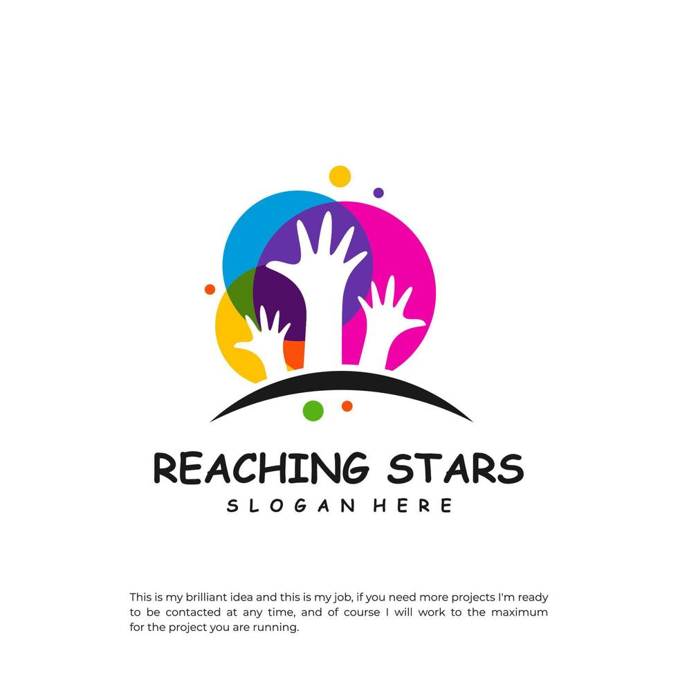 Reaching Stars Logo Design Template. Dream star logo vector. Emblem, Colorful, Creative Icon Symbol vector