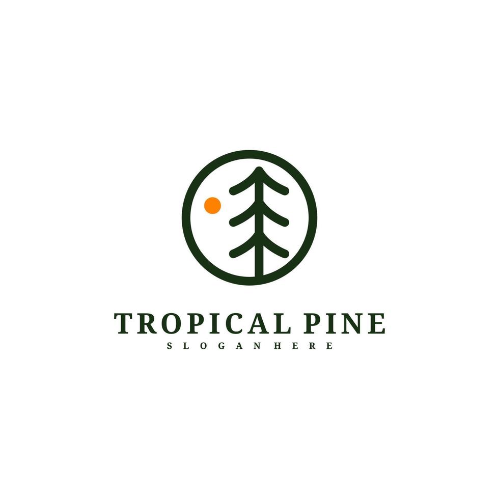 Pine Tree logo design vector template, Tropical forest logo concepts illustration.