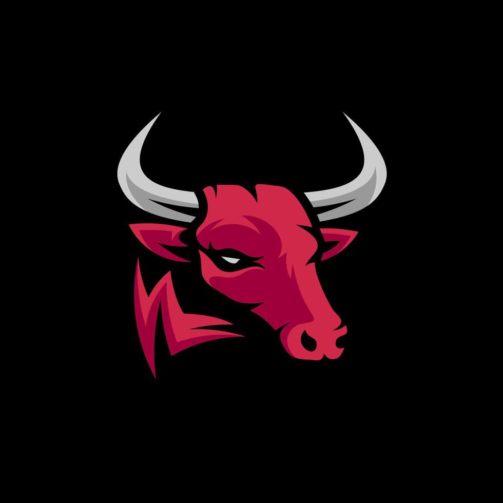 personaje de logotipo de esport de mascota de cabeza de toro con escudo para el concepto de logotipo de deporte y juego vector