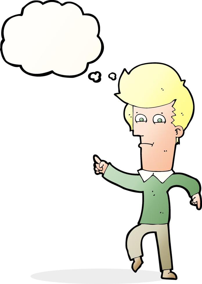 cartoon man pointing with thought bubble vector