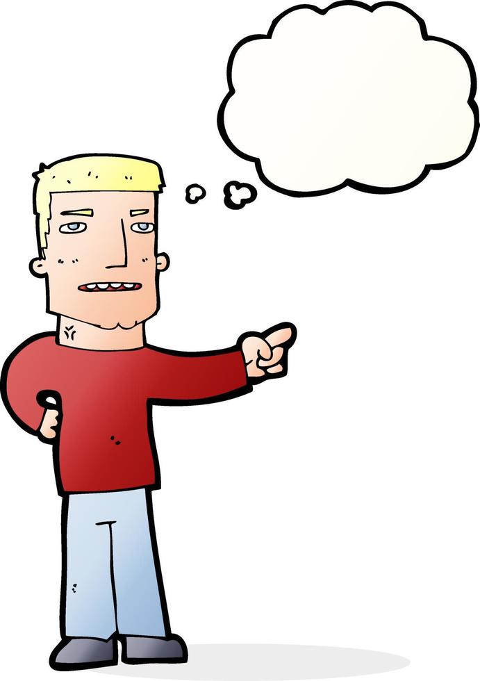 cartoon man pointing with thought bubble vector