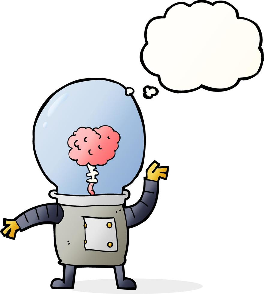 cartoon robot cyborg with thought bubble vector