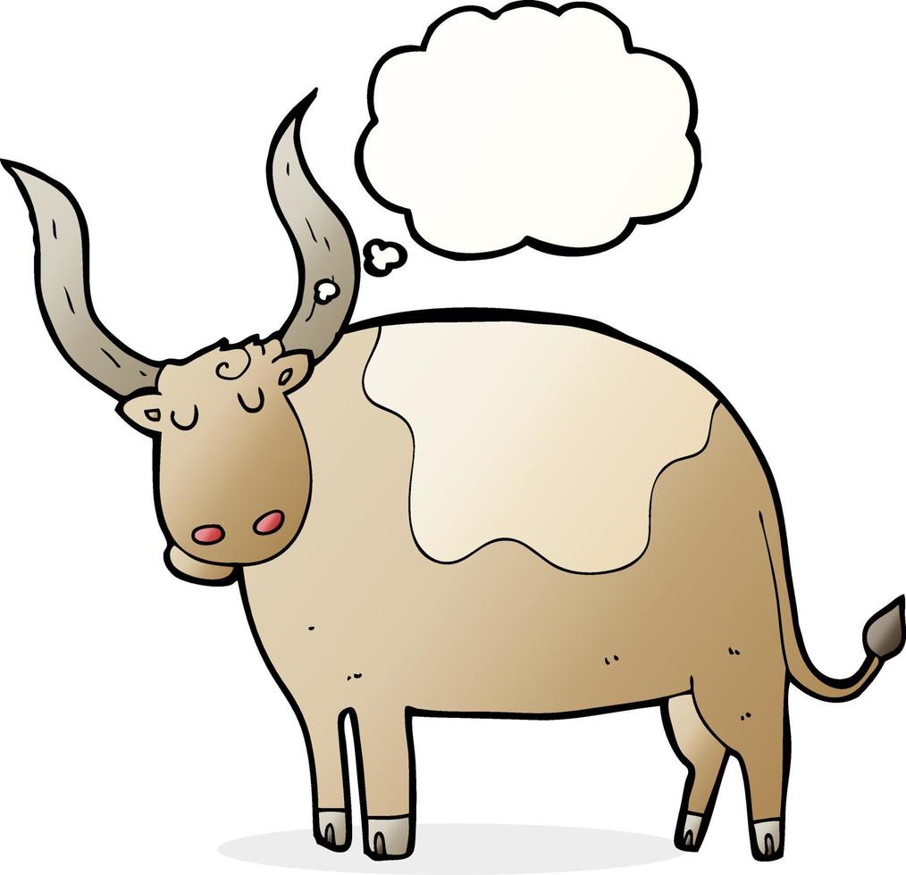 cartoon ox with thought bubble vector