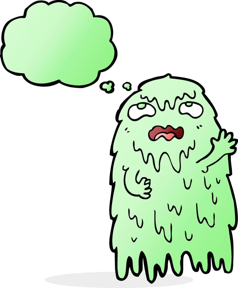 gross cartoon ghost with thought bubble vector