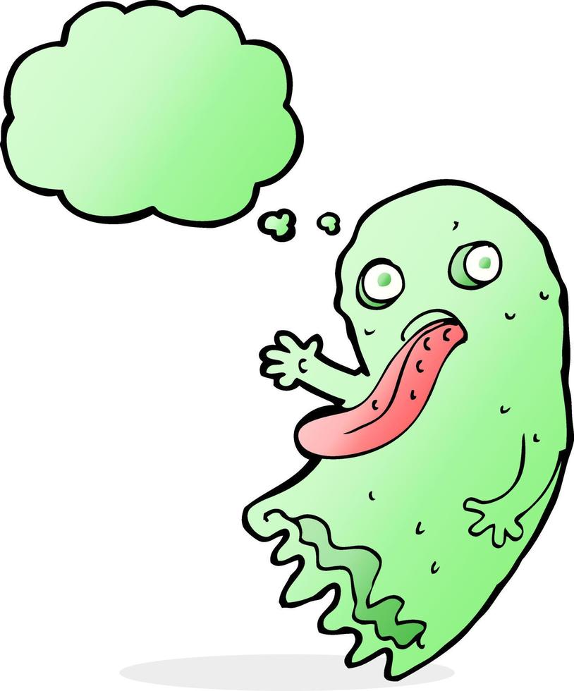 gross cartoon ghost with thought bubble vector