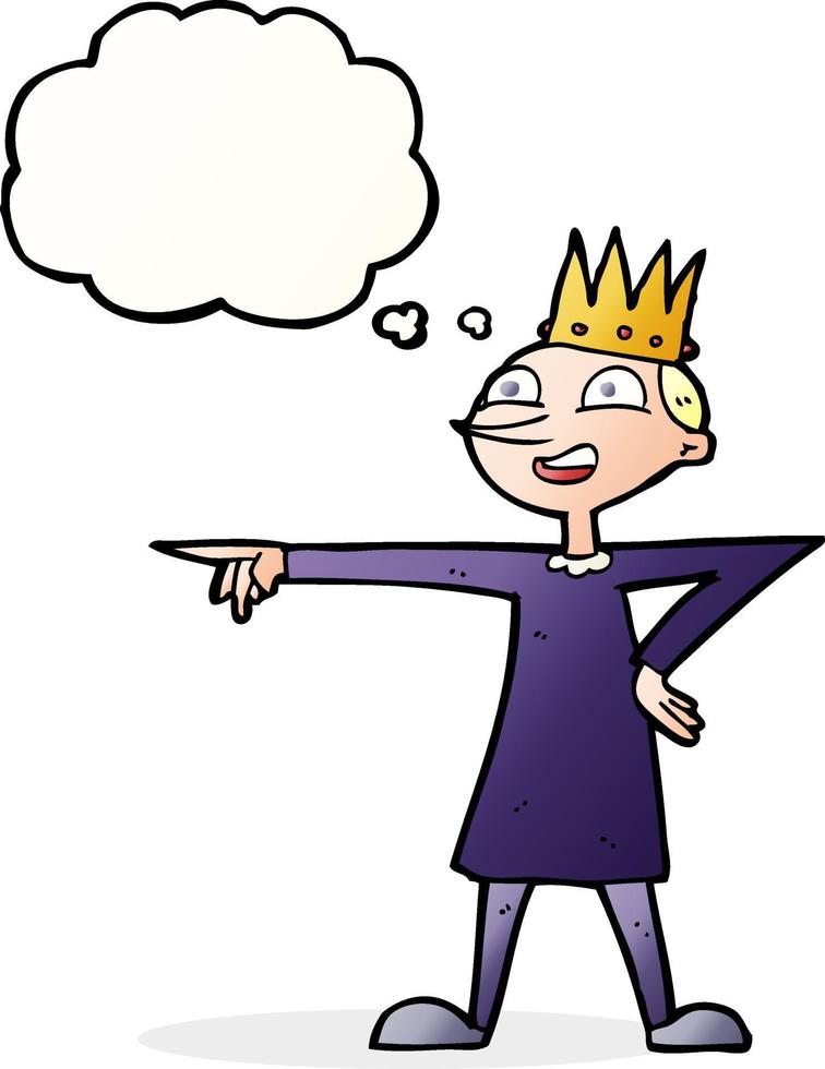 cartoon pointing prince with thought bubble vector