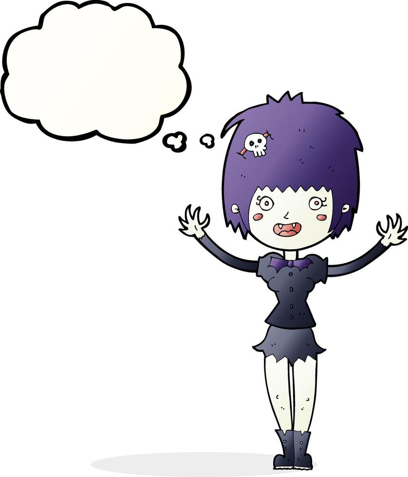 cartoon vampire girl with thought bubble vector