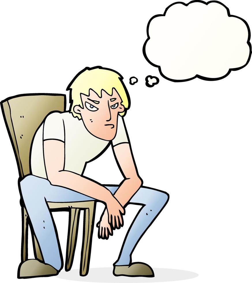 cartoon dejected man with thought bubble vector