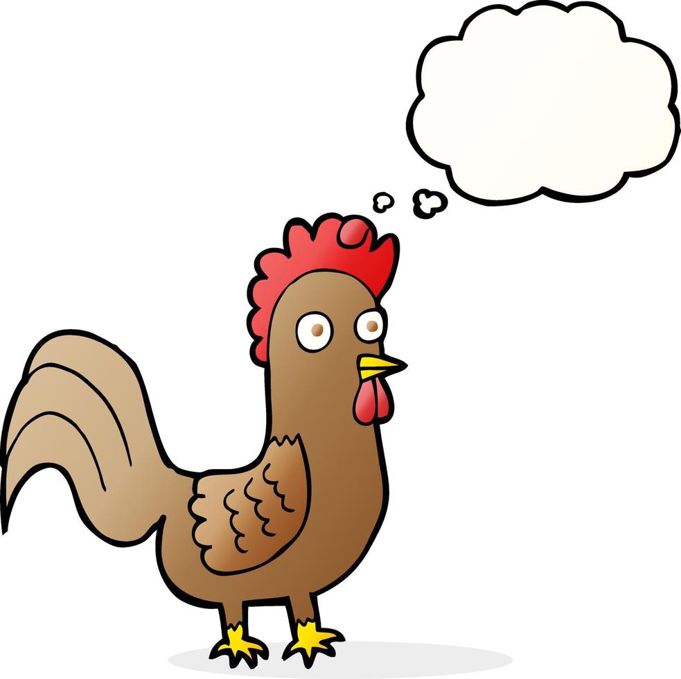 cartoon rooster with thought bubble vector