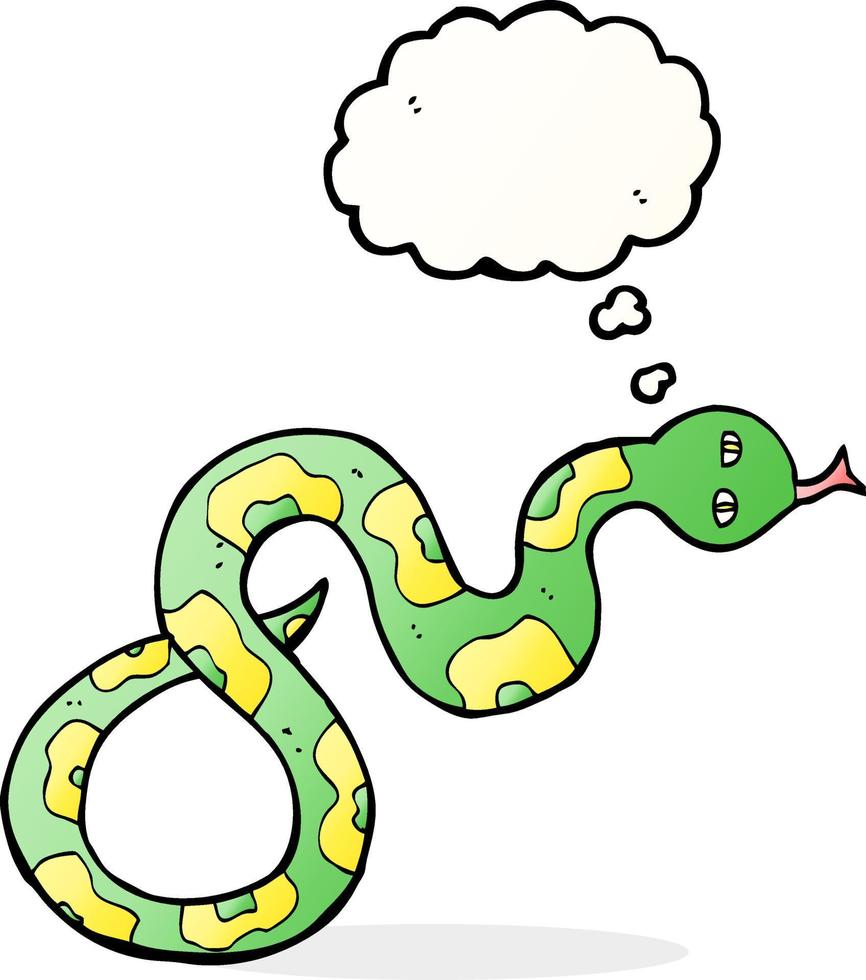 serpiente de dibujos animados con burbuja de pensamiento vector