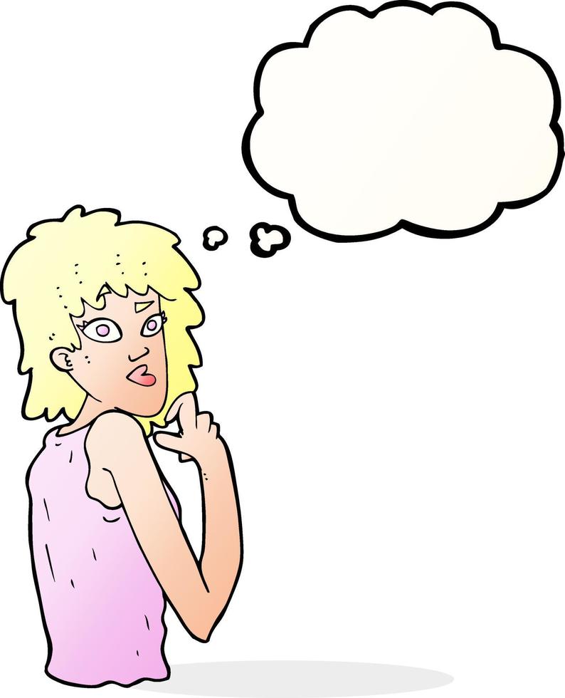 cartoon surprised woman with thought bubble vector