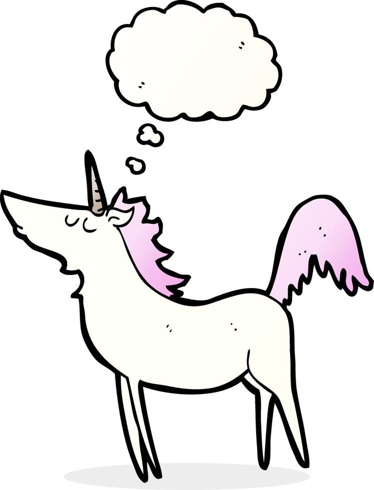 cartoon unicorn with thought bubble vector