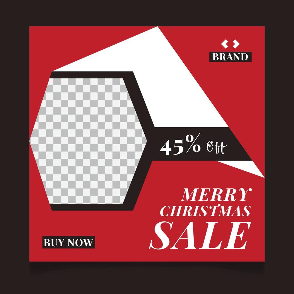 Merry christmas social media post template design and winter festival sale promotion banner vector