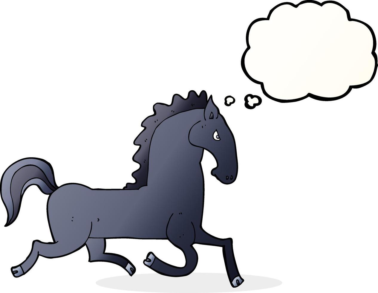 cartoon running black stallion with thought bubble vector