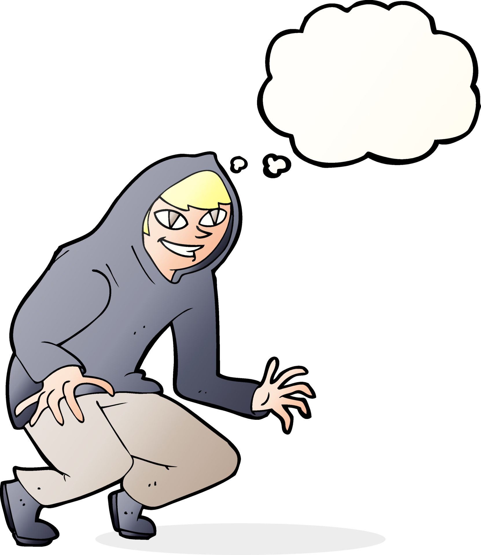 Cartoon Mischievous Boy In Hooded Top With Thought Bubble 12344799 cartoon-mischievous-boy-in-hooded-top-with-thought-bubble-12344799